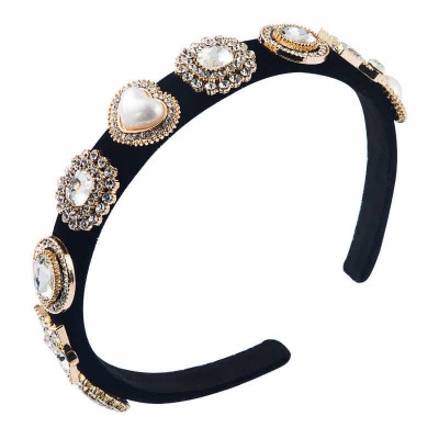 Top grade velvet multi-layer rhinestone set with pearl headband hair band