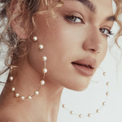 New trendy Bohemian white oversized pearl earrings