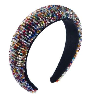 European luxury hair clasp for party full colored rhinestone padded headband baroque Banquet